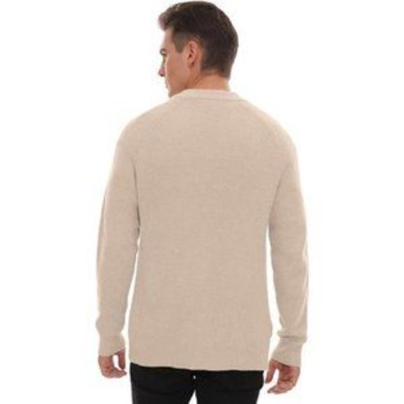 New Men's Cardigan Sweater Soft Cable Knit Beige - Picture 5 of 8